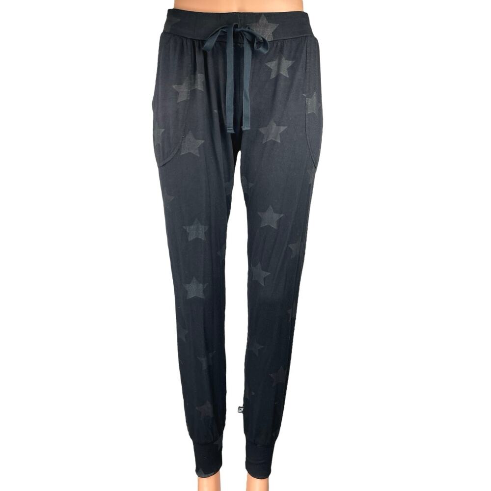 Terez Women's Black Star Print Drawstring Athletic Jogger Sweat Pants Size XS